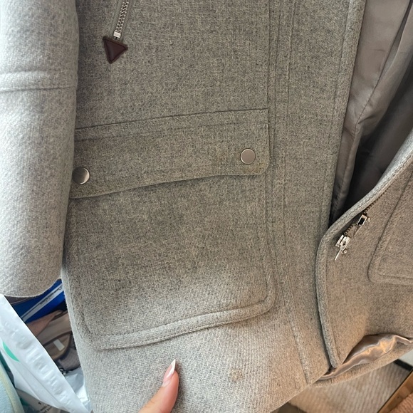 J Crew Statiun Cloth Gray Hooded Women's Coat Italian Wool - Picture 2 of 12